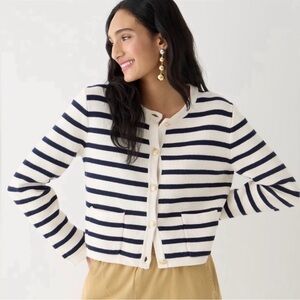 J Crew Emilie Striped Lady Jacket Cardigan Sweater Gold Buttons Small NWT